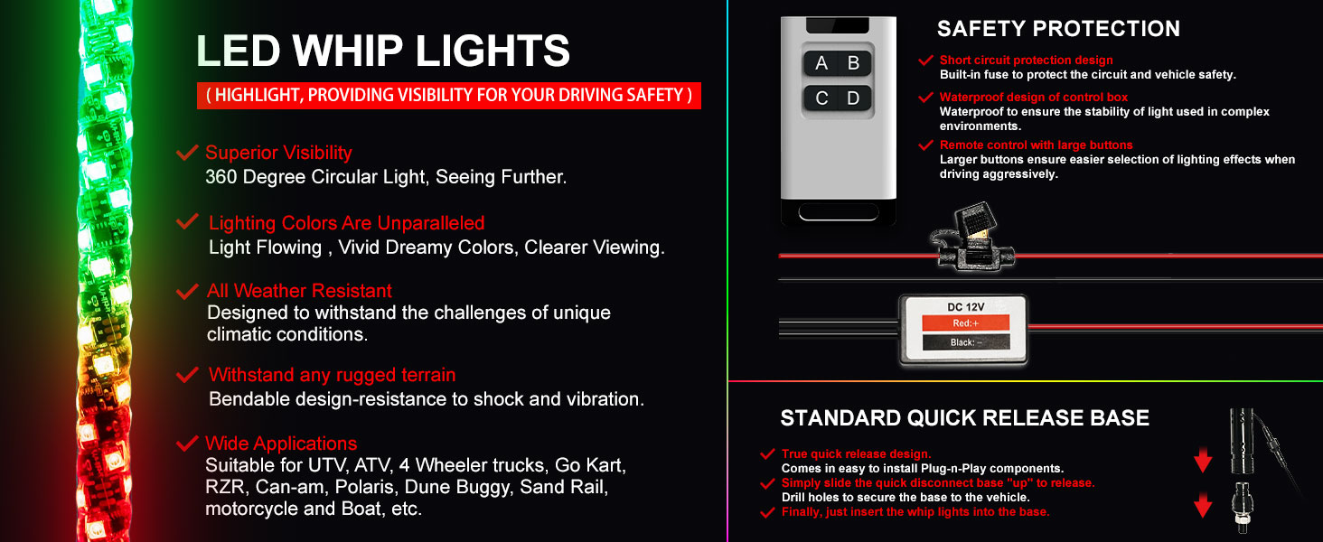 Rgb Led Whip  Lights