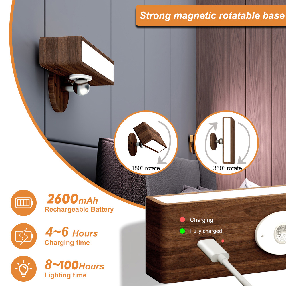 Solid Black Walnut Wooden Wall Light