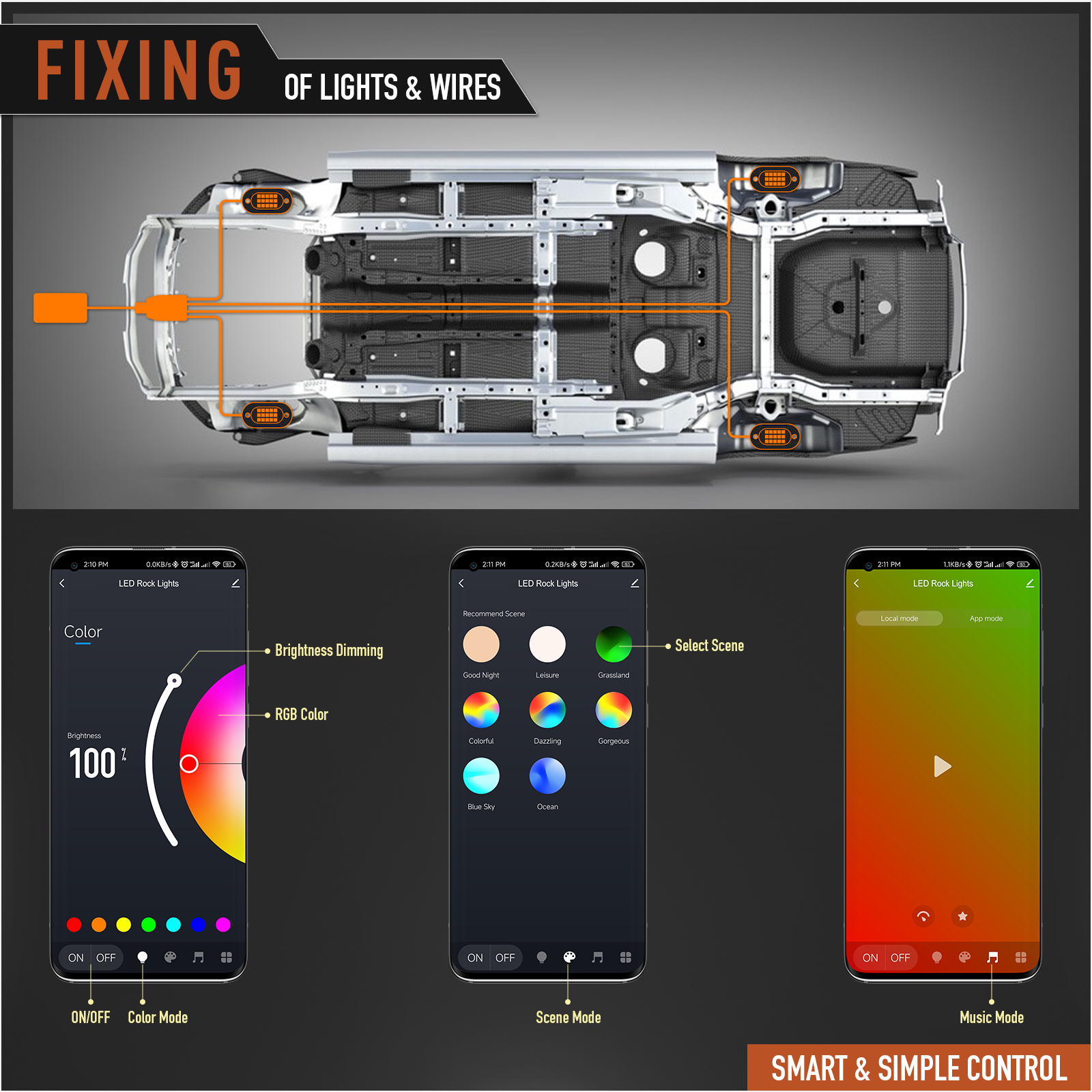 RGB Car Rock lights