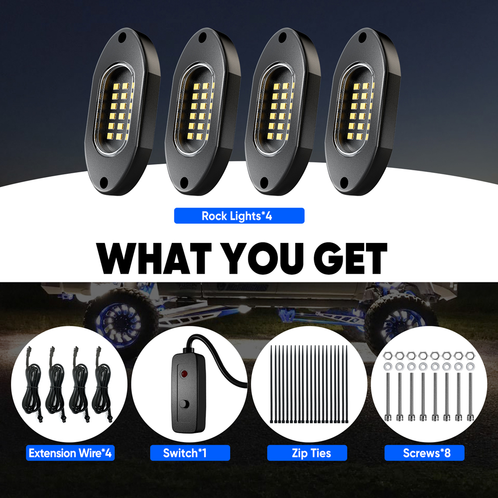 White Car Rock lights