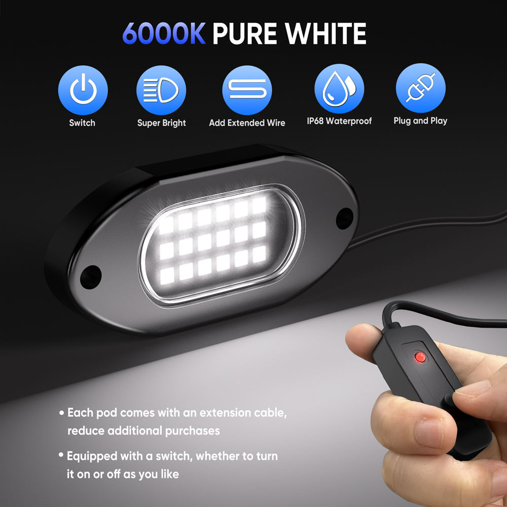 White Car Rock lights
